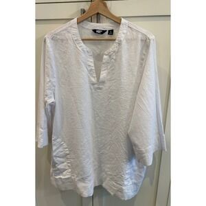 Lands End XL Pullover Tunic Linen Coastal Lagenlook Resort Vacation ‎ Beachy